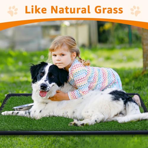 LOOBANI 43.7in x 27.6in Replacement Artificial Grass Puppy Training Pads, Quickly Absorbency Portable Dog Potty Grass, Fit 45x29in Potty Tray(1 Pack) - size: 43.7"x27.6"