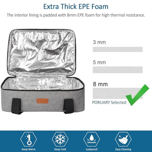 Casserole Carrier for Hot or Cold Food, Expandable Insulated Bag, Perfect Lasagna Holder Tote for Potlucks, Picnics, Beaches, Traveling, Fits 15.7" * 11" Baking Dish, Lunch Bag Gray (1PC) - size: 1 Pack