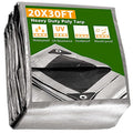 Yescom 20x30FT 14-Mil Plastic Tarp Waterproof Heavy Duty Tarpaulin with Eyelets Reversible Tear Resistant Shade Canopy Farm Green House Pool Cover - color: 14mil-1pc-silver, size: 20X30 Ft