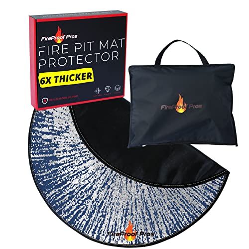 40" Blue Color Design fire mat for Under firepit. Heat Retardant Pattern that insulates Heat and Protects from Falling Embers. Heat Insulation Flame Protection - size: 40 Inch Diameter Blue Design Mat