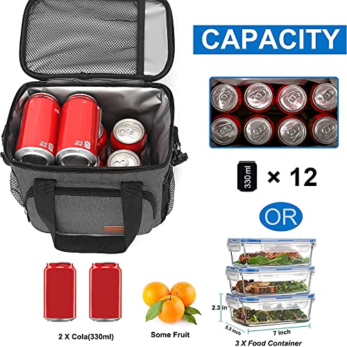 Femuar Lunch Bags for Women/Men, Insulated Lunch Bag for Work Office Picnic - Lunch Cooler Bag Leakproof Lunch Box with Adjustable Shoulder Strap - Grey(8.7L) - color: 1-Grey, size: Medium Size
