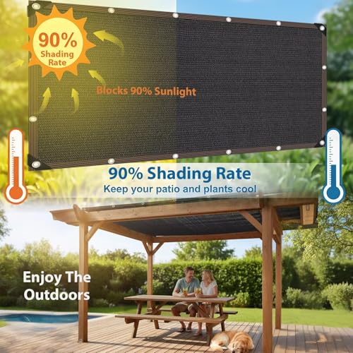 8 x 20 FT Sun Shade Cloth for Outdoor Patio, Pergola Shade Cover with Grommets Deck Shade Privacy Screen Balcony,90% UV Protection Shade Fabric Black Sunshades for Garden Backyard Outdoor - color: Black, size: 8 x 20 FT