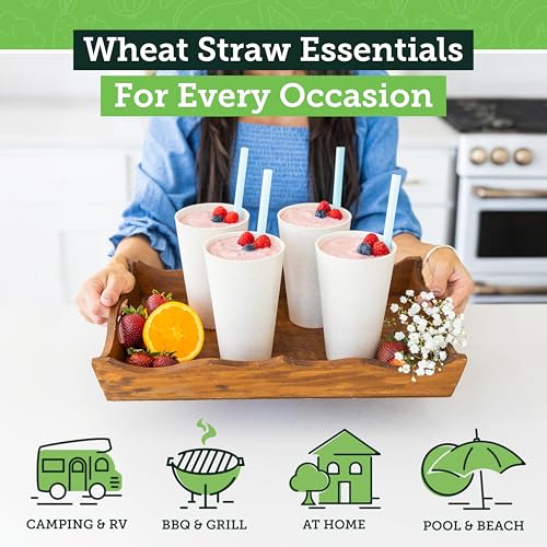 Grow Forward Premium Wheat Straw Cups - 20 oz Unbreakable BPA Free Hard Plastic Cups - Reusable Lightweight Plastic Drinking Glasses for Kitchen, Outdoor, Water, Camping, RV - Sahara - color: Sahara Beige, size: 20oz
