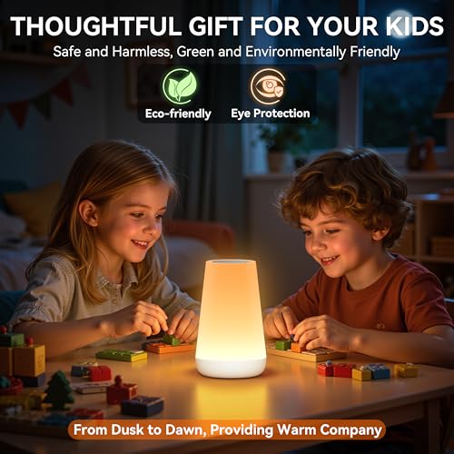 Auxmir Rechargeable LED Night Light, Touch & Remote Control Bedside Lamp with 13 Colors, 5 Brightness Levels, Portable Table Lamp for Kids Baby Nursery, Bedroom, Bathroom, Camping, White - color: White