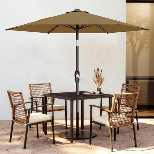 AreShark 7.5FT Patio Umbrella Table Market Umbrella with 6 Sturdy Ribs, Button Tilt/Crank, Heavy-Duty Outdoor Umbrellas for Pool, Deck, Garden and Backyard, Khaki - color: Khaki, size: 7.5FT