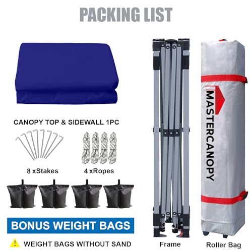 MASTERCANOPY Durable Pop-up Canopy Tent with 1 Sidewall (10'x10',Dark Blue) - color: Dark Blue, size: 10x10