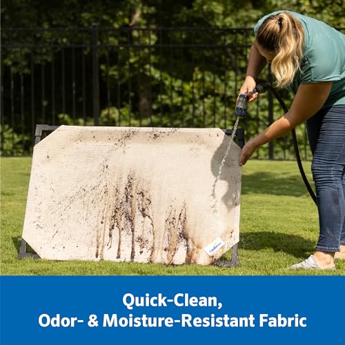 Coolaroo Pro Elevated Dog Bed with HeatShield Fabric – Advanced Cooling Raised Cot for Small & Medium Breeds, Easy-Clean, Low-to-Ground Access, Bonus Bolster Pillow – Glacier Grey - color: Glacier Grey, size: Medium