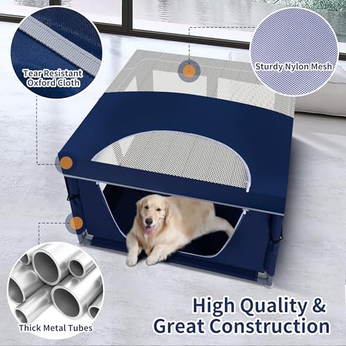 Dog Kitten Playpen with Play Pen Cover for Cat Indoor, 41 x41 x25.5 Puppy Playpen for Small Pet with See-Through Topper Proof Enclosed Door Dog Pen, Sturdy Warm Protable Play Pen for Cat - style: 41'x41'x25.5' with Cover