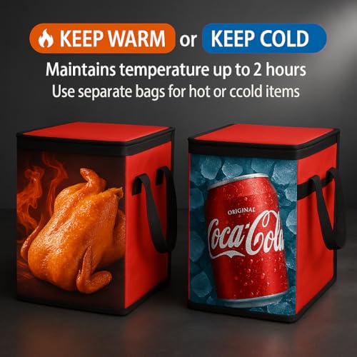 Musbus 2 PACK Extra Large XXXL Insulated Food Delivery Bag Cooler Bags Keep Food Warm Catering Therma for DoorDash - color: Red-B, size: Xxx-large（24w X 15h X 14d）