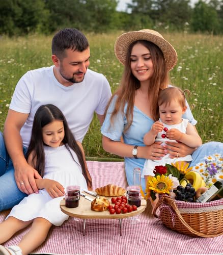 Family Picnic Basket for 4 with Table and Blanket Collapsible Cooler Bag Insulated Picnic Set for Beach Picnic Hamper Picnic Date Essentials for Outdoor Picnic Accessories