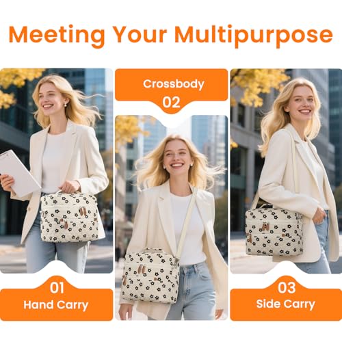 Tenot Insulated Lunch Box for Women Reusable, Leak Proof Cooler Lunch Bag Women for Work Stylish Quilted Lunch Tote Bag for Adult Picnic Travel Hiking Corduroy Black Flower - color: Corduroy Black Flower