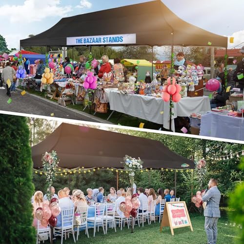COBIZI 10x30 Pop Up Canopy Heavy Duty with 8 Removable Sidewalls, Commercial Portable Tents for Parties Ez Up Canopy All-Weather Windproof & Waterproof and UPF 80+ Wedding Tent - color: Black, size: 10x30FT