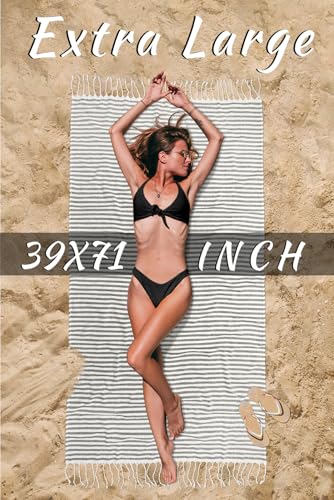 cabanana Turkish Beach Towel Oversized - 40"x70" Quick Dry Sand Free Thin Beach Towels for Adults,Extra Large Cotton Lightweigh Travel Towel for Beach Accessories (Black) - color: Stripe Black