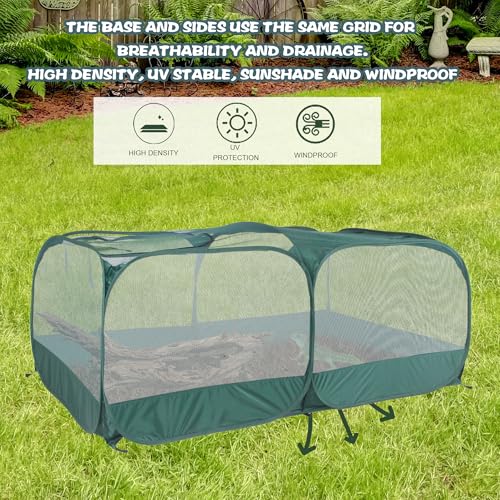 Foldable Portable Pet Playpen, Pop-Up Breathable Mesh Small Animal Cage with Transparent Walls & Bottom, Outdoor Indoor Small Animal Enclosures Tent for Lizards,Cats,Chickens,Rabbits (2M)