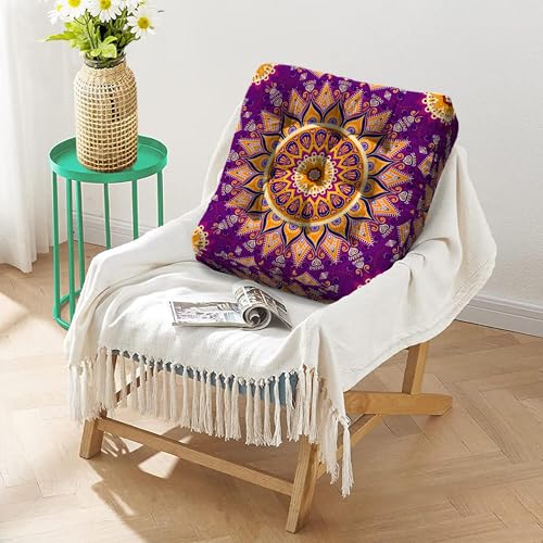 Mandala Meditation Cushion, Boho Meditation Mat, Meditation Pillows for Sitting on Floor, Cushions for Sitting in Home and Outdoor, Square Floor Pillow Cushion Seating for Yoga Accessories 22'' X 22'' - color: 10.mandala Meditation Cushion-1, size: 22x22