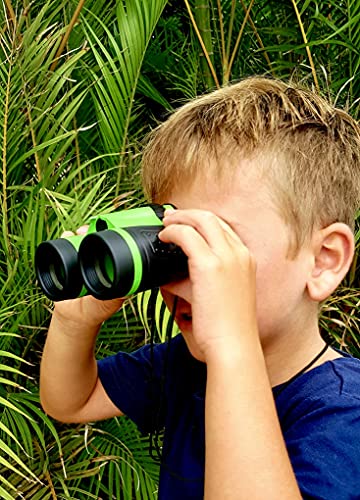 Adventure Kidz Outdoor Exploration Kit, Children’s Binoculars with Case, Flashlight, Compass, Whistle, Magnifying Glass, Backpack. Great Kids Gift Set for Camping, Hiking, STEM and Pretend Play - color: Lime