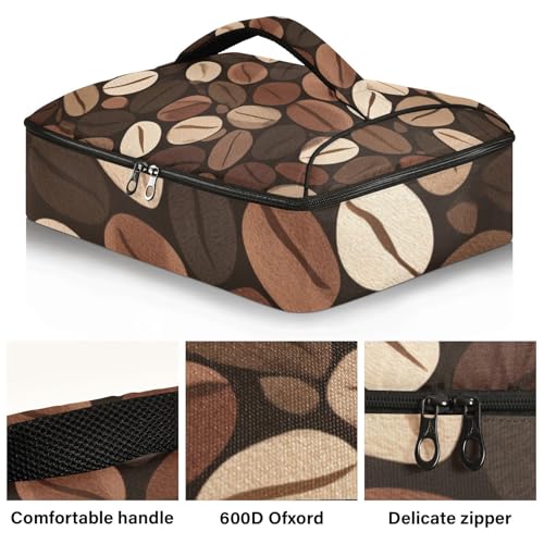 Casserole Carriers for Hot or Cold Food Reusable Casserole Dish Carrier Insulated Thermal Large Capacity Durable Perfect for Party Camping Family Gatherings Yellow Fish - color: Brown Vintage Coffee Beans