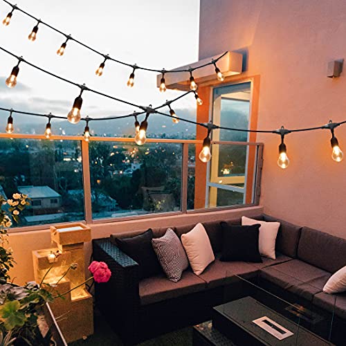 48FT Outdoor RGB String Lights, 16 Shatterproof Edison Bulbs, Dimmable Color Changing Patio Lights with Remote Control. Perfect for Bistro Commercial LED Decorative Lighting - size: A55 48FT