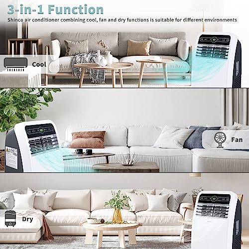 Shinco 8,000 BTU Portable Air Conditioner, Portable AC Unit with Built-in Cool, Dehumidifier & Fan Modes for Room up to 200 sq.ft, Room Air Conditioner with Remote Control, Installation Kit - color: SPF1-White-Auto Evapotation System, size: 8000 BTU