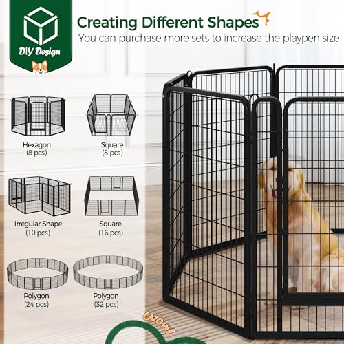 Yaheetech Dog Playpen Outdoor, 40 inch 16 Panels Dog Pen Indoor Heavy Duty Puppy Exercise Pen Metal Pet Fence for RV Camping/Yard/Garden - size: 40"