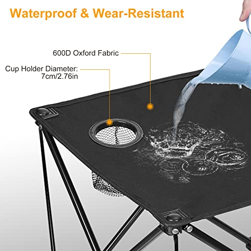iMounTEK Folding Camping Table with Storage Bag Portable Picnic Table Lightweight Travel Desk with Cup Holder Carrying Bag for Outside Picnic Camping