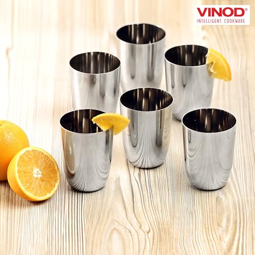 Vinod Stainless Steel Glass Set of 12 - Premium Metal Cups | Beer Glasses | Juice Glass - color: Set Of 12, size: 10 OZ