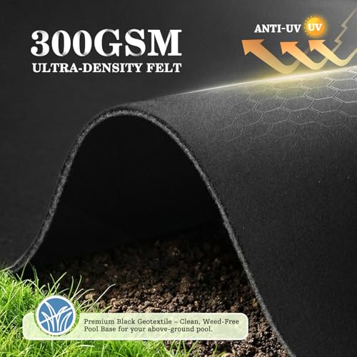 UIRWAY 21FT Round Pool Liner Pad for Above Ground Pools, [2026 New Pool Pad 300G/M² Thicker] Puncture Proof Heavy Duty Pool Ground Mat Under Pool Pad, Pools Bottom Liner Protector, Extend Liner Life - size: Round-21ft