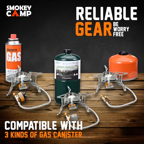 Smokey Camp Camping Cookware Mess Kit Set with Stove - Backpacking Camping Pots and Pans Set, All in One Non-Stick Camping Cooking Set, Portable Stove, Hiking, Picnic, Outdoor & Camping Cookware Set - style: 2.0+3.3 Liter Pot + 1.2 Liter Kettle