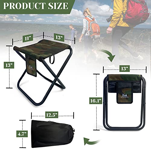 Upgraded Portable Folding Stool, 13 Inch Camping Stool for Adults Fishing Hiking Gardening and Beach with Carry Bag, Hold Up to 450lbs[Camo] - color: Camouflage
