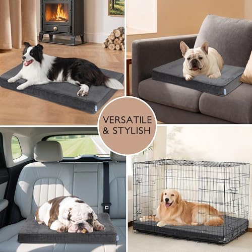 Dog Bed for XX Large Dog - Orthopedic Pet Beds with Memory Foam, Waterproof Removable Washable Cover with Non-Slip Bottom, Grey, 47" L x 29" W x 3" H - color: Dark, size: 47"L x 29"W x 3"H