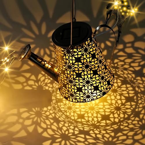 SRNPMIU Solar Watering Can Light, Solar Outdoor Decorative,Garden Decor Lights for Yard, IP65 Waterproof Hanging Lantern Landscape Lights, Garden Gifts for Mom, Grandma Women Birthday - color: Yellow