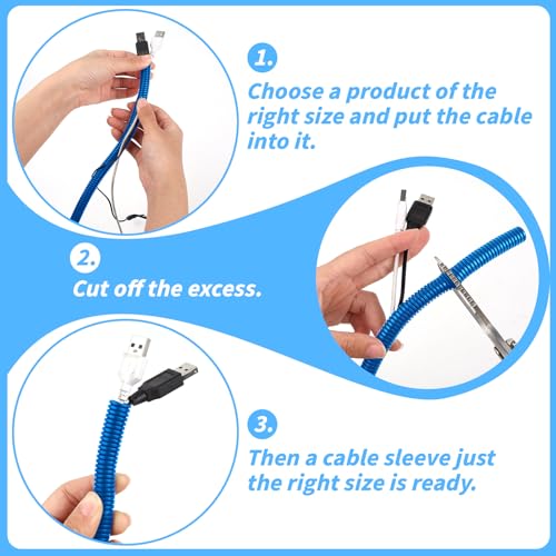250FT Blue Split Wire Loom Tubing, 1/4 Inch Wire Protector Tubing, Automotive Wire Flexible Conduit Cord Covers with 50 Cable Ties for Automotive Marine Agriculture Electrical Cable Protection - color: Blue, size: 1/4in x 250ft