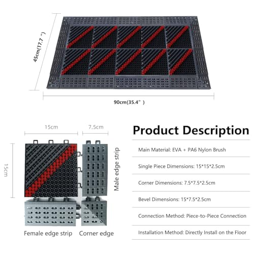 Outdoor doormats,Entrance mat,Double Door mats Outdoor.Boot scrapers with Brushes Outdoor.Splicing Interlocking,Non-Slip;dust-Removing,Waterproof Outdoor mat.（35.4”X 17.7"） - size: 1.5ft*3ft