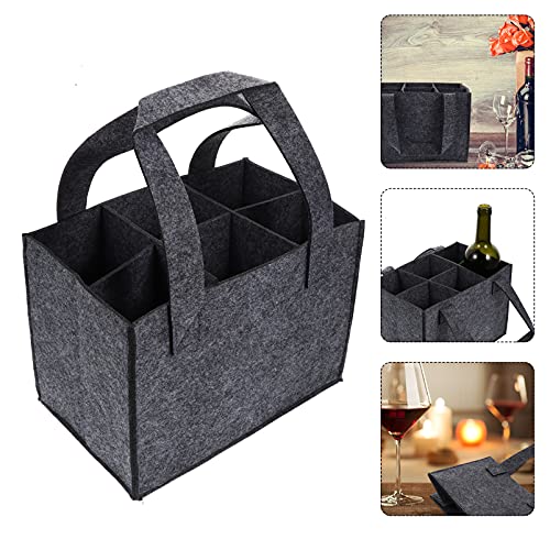 Cabilock 6 Bottle Wine Carrier Tote Bag Felt Wine Bag Portable Bottle Holder for Travel Picnic Party Storage 9.8X7X6.3 Inches