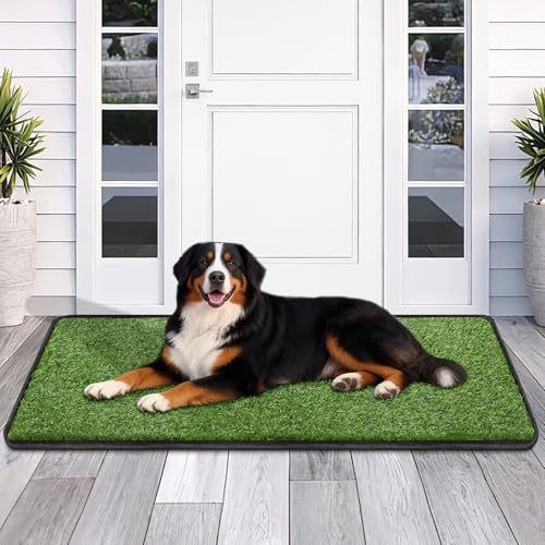 Artificial Grass Mat, Dog Grass Pee Pads, Fake Grass Pad for Pets Potty Training, Soft Grass Pad Rug, Grass Doormat with Drainage Holes, Pet Turf for Indoor Outdoor Use, Washable(19.7"*55.1") - size: 1'8" x 4'7" (Rectangular)