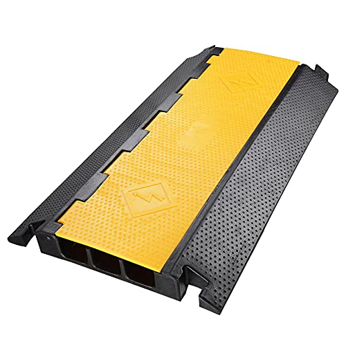 Yescom Cable Ramp Protector 3 Channel Garden Hose Protecitive 44000 Lbs Load Capacity Heavy Duty Speed Bump for Road Driveway Walkway - size: 2.8"H - 3 Channel