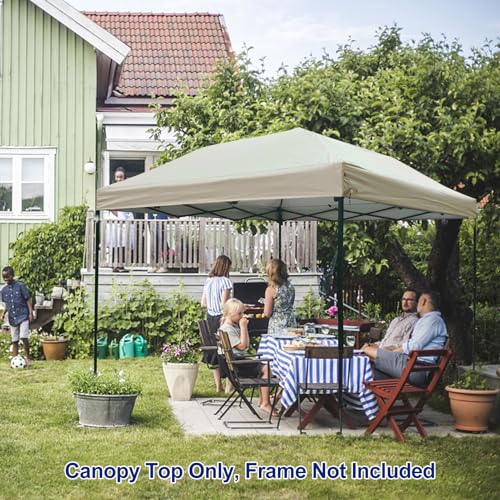 Joramoy 10×10 Canopy Replacement Top Only, Waterproof Pop Up Canopy Tent Top Cover with Ropes, Instant Canopy Top Sunshade Sliver Coated for Outdoor Garden Patio Camping (Beige) - color: Beige, size: 118"×118" Top Only(301×301cm）
