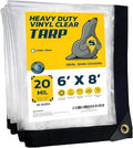Seal Skin Covers Waterproof Clear Tarp 6x8 FT, 20 Mil 18 OZ 560 GSM Heavy Duty Transparent Vinyl Tarpaulin with Grommets - size: 6' X 8'