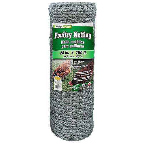 YARDGARD 1 Inch Poultry Netting, Chicken Wire Fence, 20 Gauge Galvanized Steel, Rabbit Fencing, Bird Enclosures, Garden Protection and Plant Support, 24 Inches x 150 Feet - size: 24 Inches x 150 Feet