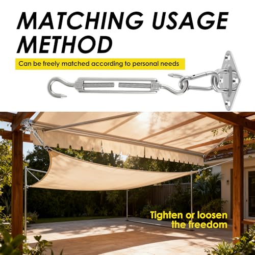 200Pcs Sun Shade Hardware Kit 6 Inch,Sunshade Hardware Kit for Triangle Rectangle Shade Sail Installation ShadeSail Fixing Accessories Stainless Steel for Garden Outdoor Patio Canopy Awning Attachment - color: Silver 200Pcs