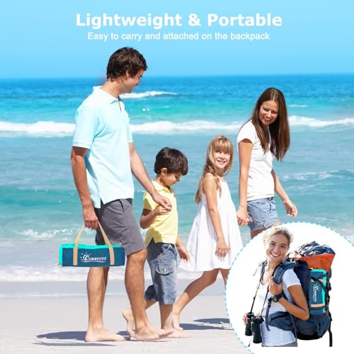 COMMOUDS Beach Tent Sun Shade for 3/4/6/8 Person, UPF 50+ Beach Sun Shelter Canopy Tent, Lightweight, Easy Set Up and Carry - color: Turquoise, size: 3 Person