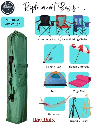 Replacement Bag for Folding Camping Chair, Portable Camp Chair, Hammock, Yoga Mat, Umbrella, Tents, Tripods, Fishing Poles - 420D Oxford Polyester Fabric - color: Green, size: Medium 40"x7"x7"