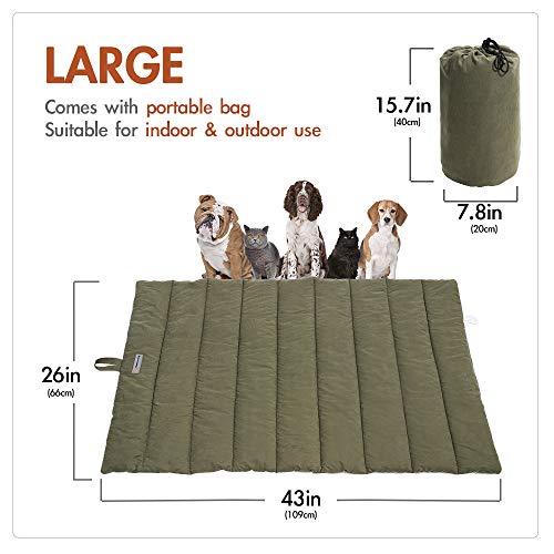 CHEERHUNTING Outdoor Dog Bed, Waterproof, Washable, Large Size, Durable, Water Resistant, Portable and Camping Travel Pet Mat - color: Olive Green, size: Large