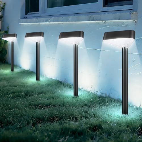 6 Pack Solar Pathway Lights Outdoor, Bright LED Solar Landscape Lights, Waterproof Solar Garden Lights for Yard, Patio, Walkway, Lawn, Driveway(Cold White, 6 Pack) - color: Cold White, size: 6 Pack