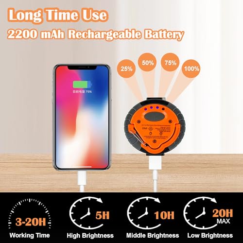 LIT-PaTH LED Camping Lantern, Rechargeable Light with Magnet Base, 2200 mAh, Survival Kit for Emergency, Hurricane, Outage, Medium Orange, 1 Pack - size: 1-Pack, style: Medium Orange