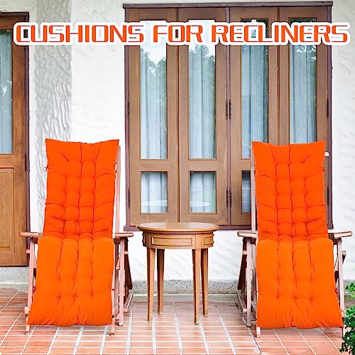 Bucherry 67 x 19 Inch Chaise Lounge Cushions Soft Lounge Chair Cushion Gravity Chair Cushion Sofa Lawn Furniture Cushion Pad with 6 Tie for Outdoor Indoor Patio Home Without Headrest (Orange,2 Pcs) - color: Orange