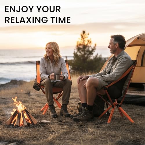 Campster 2.0 Ultra Lightweight Backpack Chair with 5s Folding, Small Compact Portable Hiking Chairs with Bottled Sized for Camping, Outside, Beach, Climbing, Fishing - color: Orange