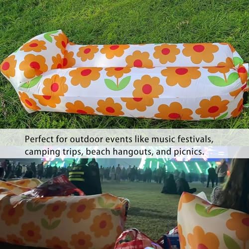 Inflatable Couch for Camping,Inflatable Lounger Air Sofa Chair,Portable Festival Couch for Outdoor, Beach, Hiking, Picnics, Music Festivals (Sunflower) - color: Sunflower