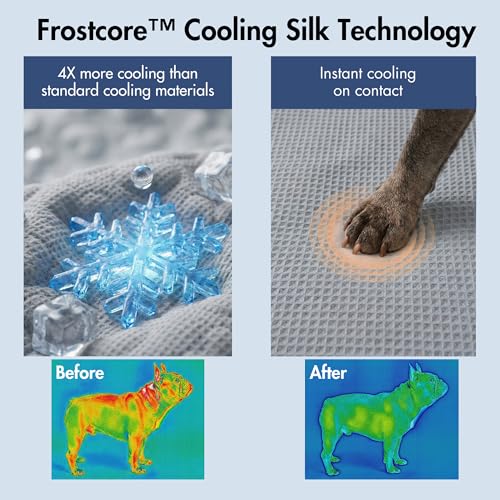 Spark Paws Cooling Mat for Dogs - Self Cooling Dog Mat & Pet Cooling Pad for Large, Medium & Small Dogs - Non-Toxic, Non-Gel Washable Cooling Bed - Waffle Grey - Size L - color: Waffle Grey, size: Large