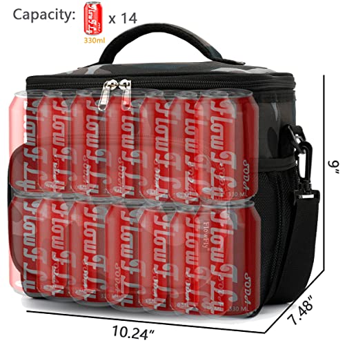 FlowFly Insulated Reusable Lunch Bag Adult Large Lunch Box for Women and Men with Adjustable Shoulder Strap,Front Zipper Pocket and Dual Large Mesh Side Pockets,BlackCamo - color: BlackCamo